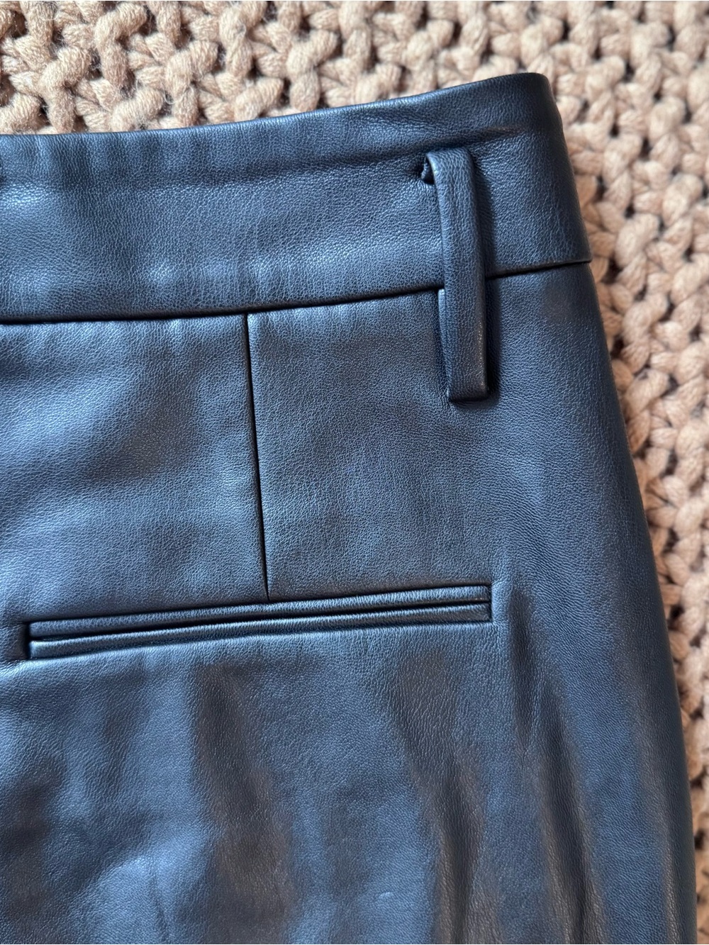 Ann Taylor Petite Faux Leather Pants 4P Black Straight Leg High Rise Career Chic - Picture 9 of 12